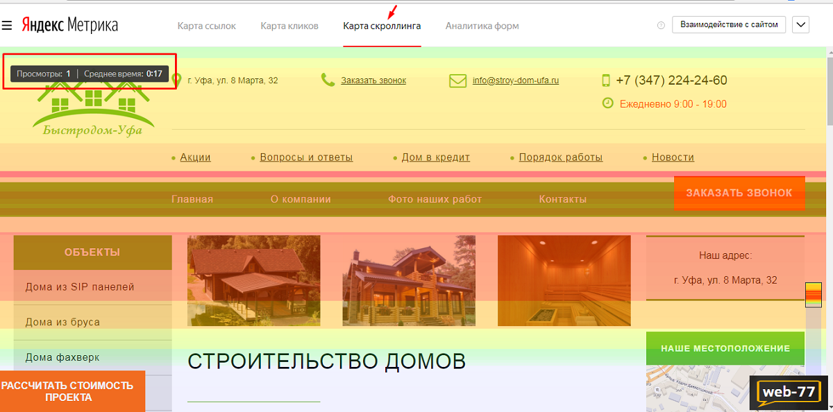 Карта скроллинга - Яндекс Метрика