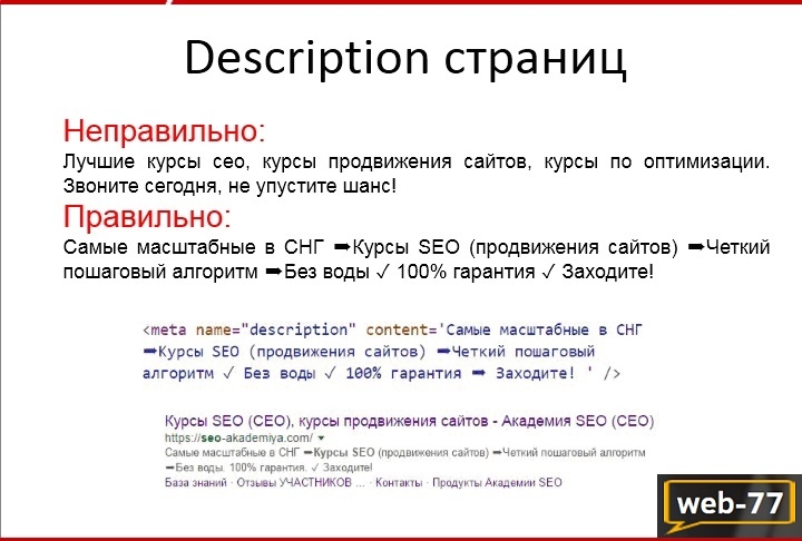 Desription страниц сайта