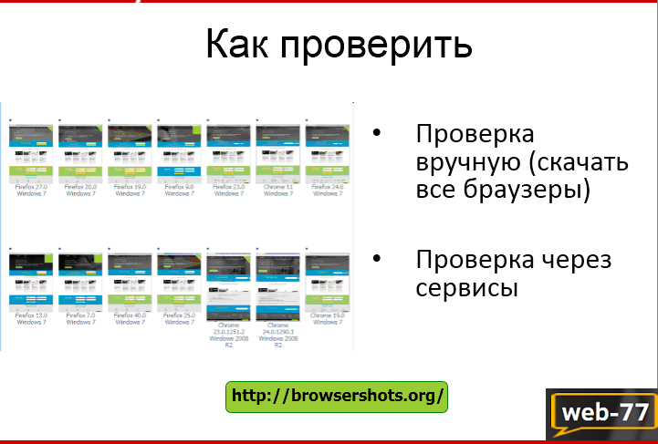 Проверка кроссбраузерности
